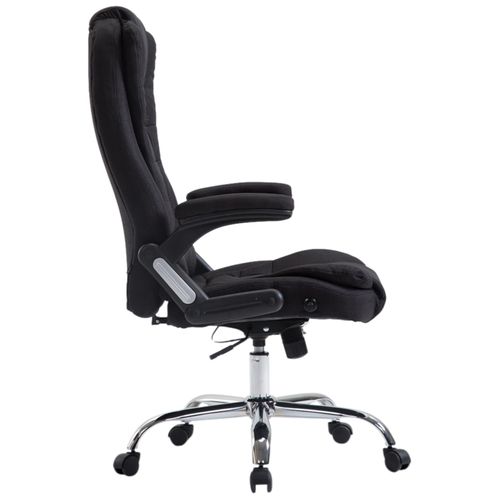 Fauteuil De Bureau XXL Sur Roulettes Confortablement Rembourrés Avec Accoudoirs En Tissu Noir Et M