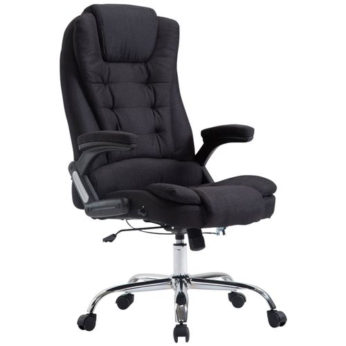 Fauteuil De Bureau XXL Sur Roulettes Confortablement Rembourrés Avec Accoudoirs En Tissu Noir Et M