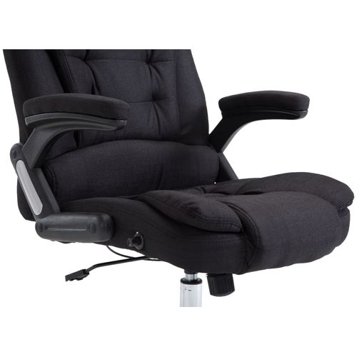 Fauteuil De Bureau XXL Sur Roulettes Confortablement Rembourrés Avec Accoudoirs En Tissu Noir Et M