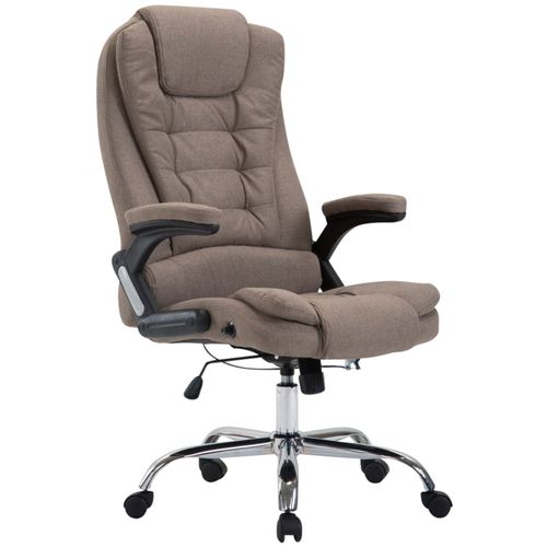 Fauteuil De Bureau XXL Sur Roulettes Confortablement Rembourrés Avec Accoudoirs En Tissu Taupe Et