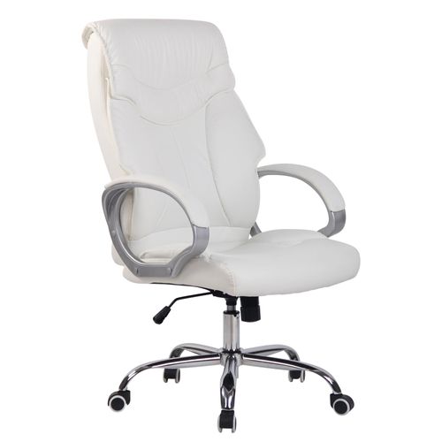 Fauteuil De Bureau Rembourrage Généreux Mécanisme D'inclinaison En Pvc Blanc 10_0002677