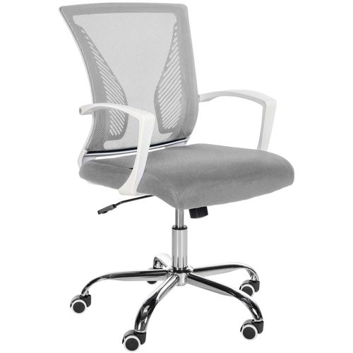 Chaise De Bureau Hauteur Réglable Avec Revêtement En Maille Respirante Microfibre Gris Pieds Métal