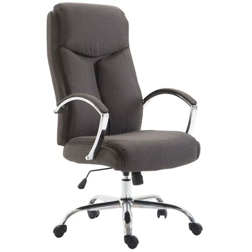 Fauteuil De Bureau XL Mécanisme D'inclinaison Pivotant En Tissu Gris Foncé Et Métal Chromé 10_0002