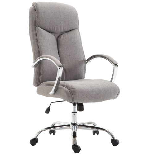 Fauteuil De Bureau XL Mécanisme D'inclinaison Pivotant En Tissu Gris Et Métal Chromé 10_0002709