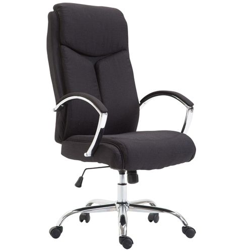 Fauteuil De Bureau XL Mécanisme D'inclinaison Pivotant En Tissu Noir Et Métal Chromé 10_0002710