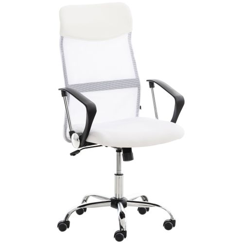 Fauteuil De Bureau Sur Roulettes Mécanisme De Bascule Revêtue D'une Maille Blanche 10_0002713