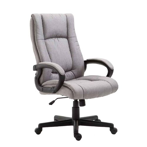 Fauteuil De Bureau XL Sur Roulettes Avec Accoudoirs Mécanisme D'inclinaison Plastique Tissu Gris 1