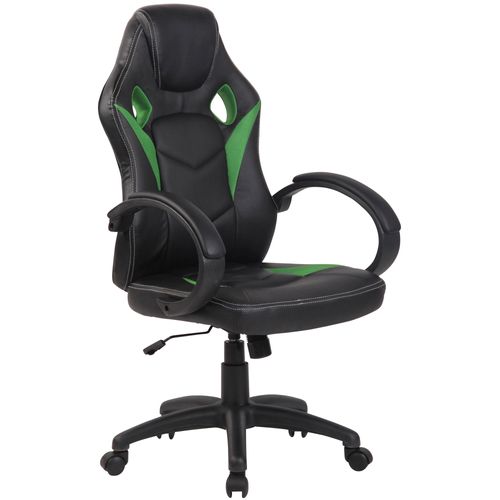 Fauteuil De Bureau Chaise Gaming Forme Ergonomique En Pvc Vert Et Plastique 10_0002759