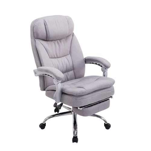 Fauteuil De Bureau Sur Roulettes XL Charge Max 160 Kg Avec Repose-pied Ajustable Assise En Tissu