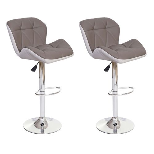 2x Tabourets De Bar Chaise De Comptoir Hauteur Réglable En Synthétique Gris Taupe Cadre En Acier