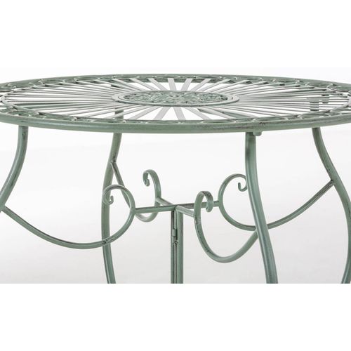 Table De Jardin Ronde Style Rustique En Fer Forgé Vert Vieilli 10_0003047