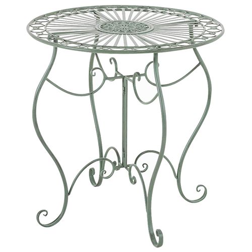 Table De Jardin Ronde Style Rustique En Fer Forgé Vert Vieilli 10_0003047