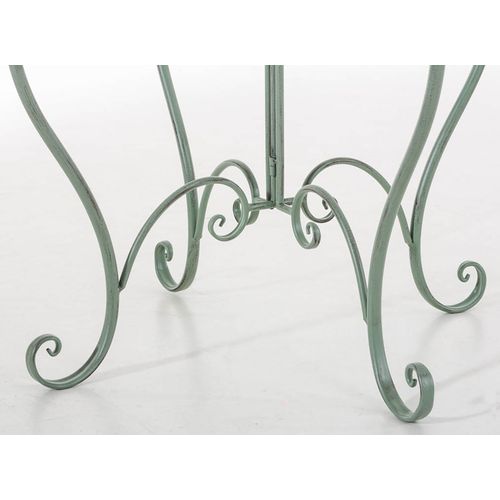 Table De Jardin Ronde Style Rustique En Fer Forgé Vert Vieilli 10_0003047