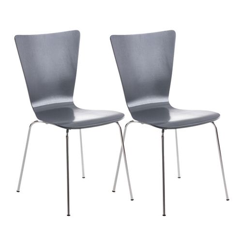 Lot De 2 Chaises De Cuisine Salle à Manger Empilable En Bois Gris Et Structure Stable à Quatre Pie