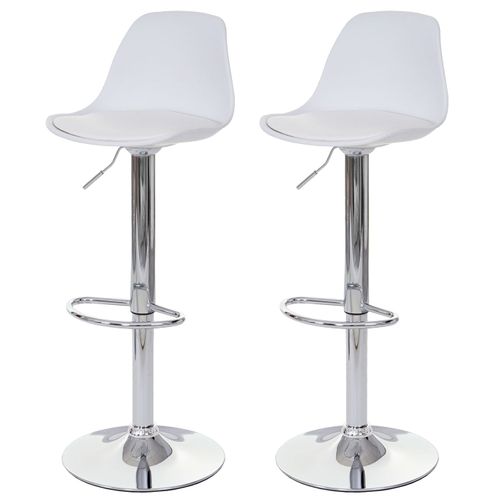 2x Tabourets De Bar Tabouret De Comptoir Pivotant En Synthétique Blanc Base Et Cadre En Acier Chro