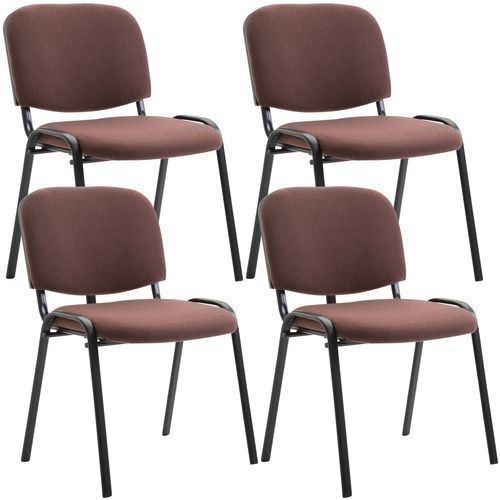 Lot De 4 Chaises Visiteur Empilable Zone D'attente En Tissu Marron Piètement à 4 Pieds En Métal No
