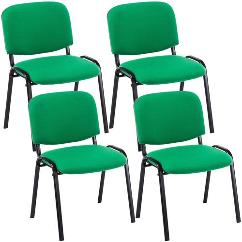 Lot De 4 Chaises Visiteur Empilable Zone D'attente En Tissu Vert Piètement à 4 Pieds En Métal Noir