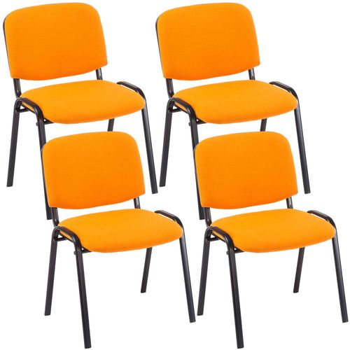Lot De 4 Chaises Visiteur Empilable Zone D'attente En Tissu Orange Piètement à 4 Pieds En Métal No