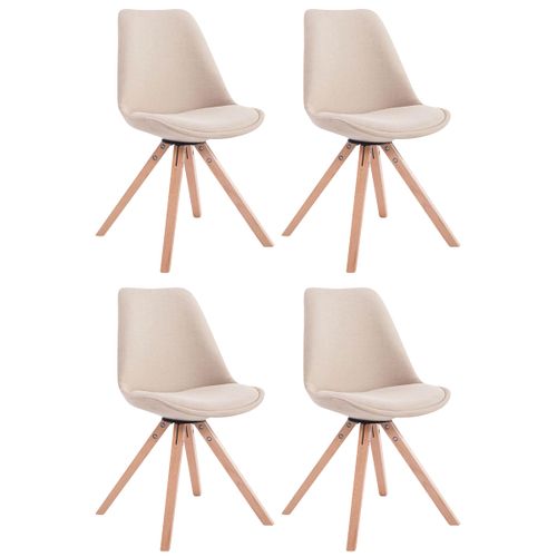 Lot De 4 Chaises De Salle à Manger Design Scandinave En Tissu Crème Et Pieds En Bois Clair Forme C