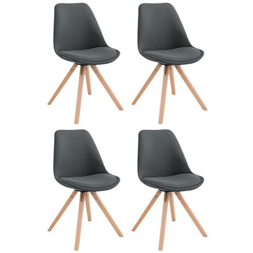 Lot De 4 Chaises De Salle à Manger Design Scandinave En Tissu Gris Foncé Et Pieds En Bois Clair Fo