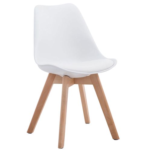 Chaise De Salle à Manger X1 Design Scandinave En Pvc Et Plastique Blanc Et Piètement à 4 Pieds En