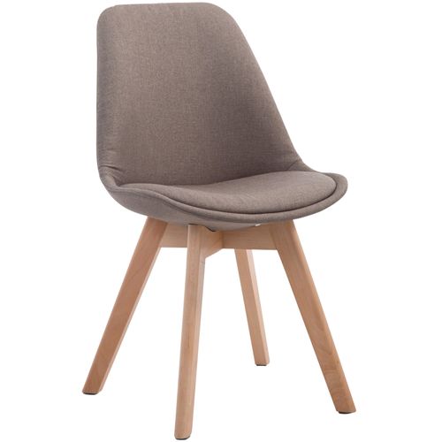 Chaise De Salle à Manger X1 Design Scandinave En Tissu Taupe Et Piètement à 4 Pieds En Bois Clair