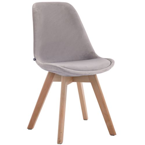 Chaise De Salle à Manger X1 Design Scandinave En Velours Gris Et Piètement à 4 Pieds En Bois Clai