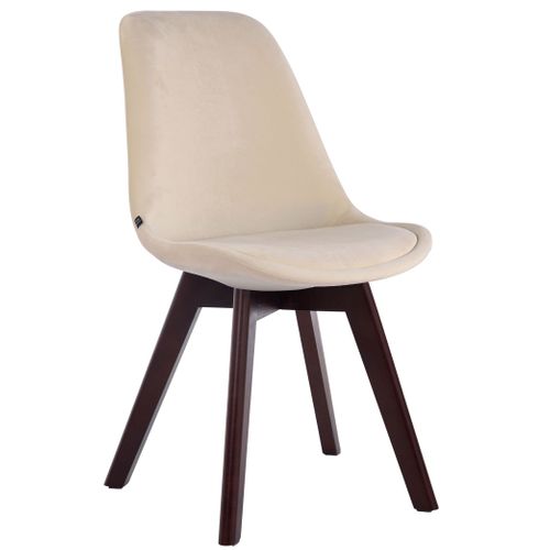 Chaise De Salle à Manger X1 Design Scandinave En Velours Crème Et Piètement à 4 Pieds En Bois Mar