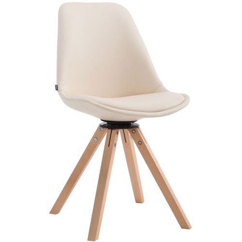 Chaise De Salle à Manger X1 Pivotante Style Moderne Assise En Pvc Crème Piètement En Bois Clair 10
