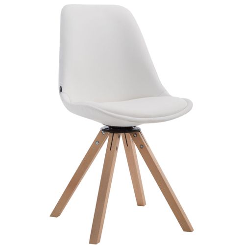 Chaise De Salle à Manger X1 Pivotante Style Moderne Assise En Pvc Blanc Piètement En Bois Clair 10