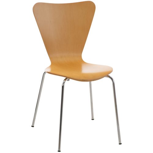 Chaise De Cuisine Salle à Manger X1 Empilable Dossier Triangle En Bois Clair Et Métal Chromé 10_00