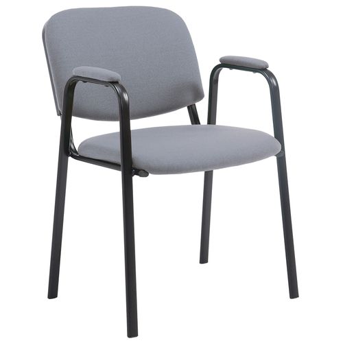 Chaise Visiteur Avec Accoudoirs Intégrés Zone D'attente En Tissu Gris Piètement à 4 Pieds En Métal