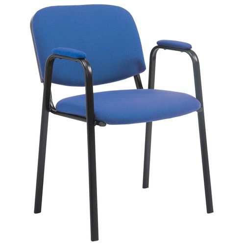 Chaise Visiteur Avec Accoudoirs Intégrés Zone D'attente En Tissu Bleu Piètement à 4 Pieds En Métal