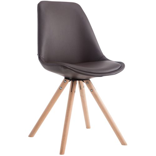 Chaise De Cuisine Salle à Manger Scandinave Assise En Pvc Marron 4 Pieds En Bois Forme Rond Clair