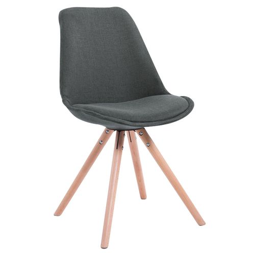 Chaise De Salle à Manger Design Scandinave En Tissu Gris Foncé Et Pieds En Bois Clair Forme Rond 1
