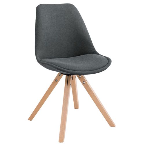 Chaise De Salle à Manger Design Scandinave En Tissu Gris Foncé Et Pieds En Bois Clair Forme Rond 1