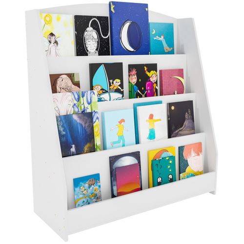 Bibliothèque Étagère Pour Enfant 4 Étagères 88x80x30 Cm En Mdf Blanc 10_0003497