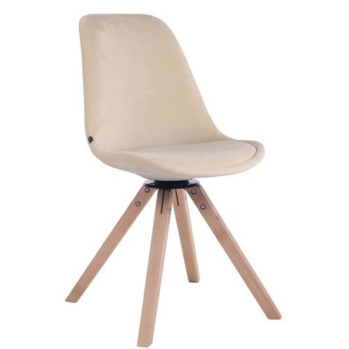 Chaise De Salle à Manger X1 Chaise Visiteur Assise Pivotant à 360° En Velours Crème Piètement En B