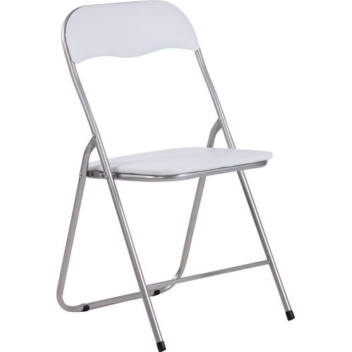 Chaise D'appoint Pliable En Métal Argenté Et Pvc Blanc 10_0003596
