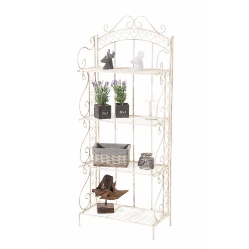Etagère De Rangement Design Rustique Piable 153x61 Cm En Métal Crème Vieilli 10_0003719