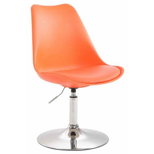 Chaise De Salle à Manger X1 Pivotante Hauteur Réglable En Plastique Orange Et Pied Trompette En Mé