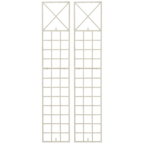 Set De 2 Treillis Décoration Mural Jardin Roses Plantes Grimpantes Métal Crème Vieilli 10_0003849