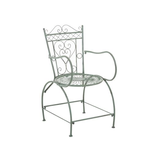 Chaise De Jardin Avec Accoudoirs Balcon Terrasse Design Rustique En Métal Vert Vieilli 10_0004004