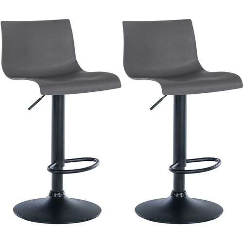 Lot De 2 Tabourets De Bar Design Simple Avec Repose-pieds En Plastique Gris Pieds En Métal Noir 10