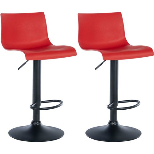 Lot De 2 Tabourets De Bar Design Simple Avec Repose-pieds En Plastique Rouge Pieds En Métal Noir 1