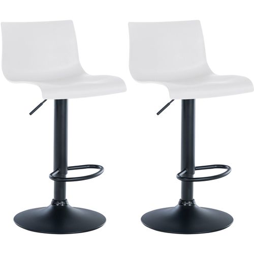 Lot De 2 Tabourets De Bar Design Simple Avec Repose-pieds En Plastique Blanc Pieds En Métal Noir 1
