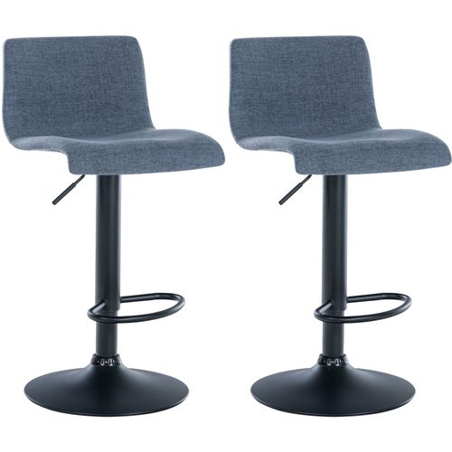 Lot De 2 Tabourets De Bar Design Simple Avec Repose-pieds En Tissu Bleu Pieds En Métal Noir 10_000