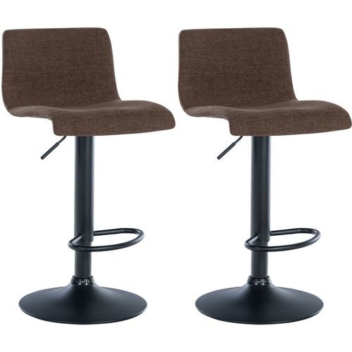 Lot De 2 Tabourets De Bar Design Simple Avec Repose-pieds En Tissu Marron Pieds En Métal Noir 10_0