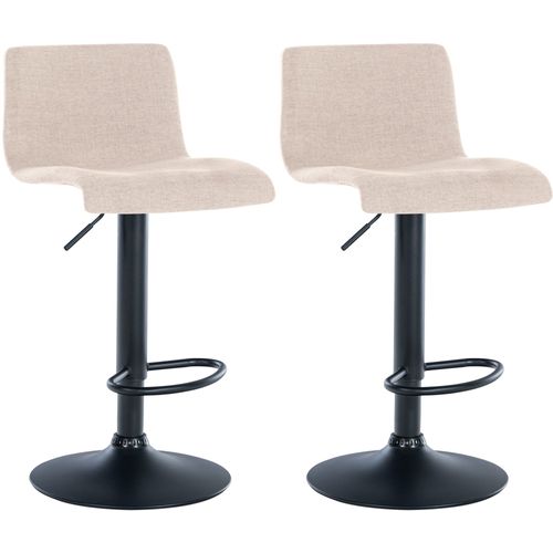 Lot De 2 Tabourets De Bar Design Simple Avec Repose-pieds En Tissu Crème Pieds En Métal Noir 10_00