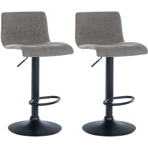 Lot De 2 Tabourets De Bar Design Simple Avec Repose-pieds En Tissu Gris Clair Pieds En Métal Noir